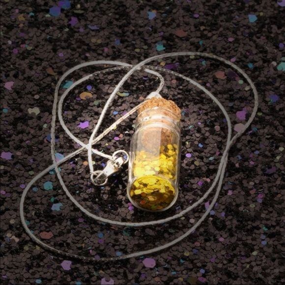(K3) Gold Glitter Bottle Necklace - Picture 2 of 5